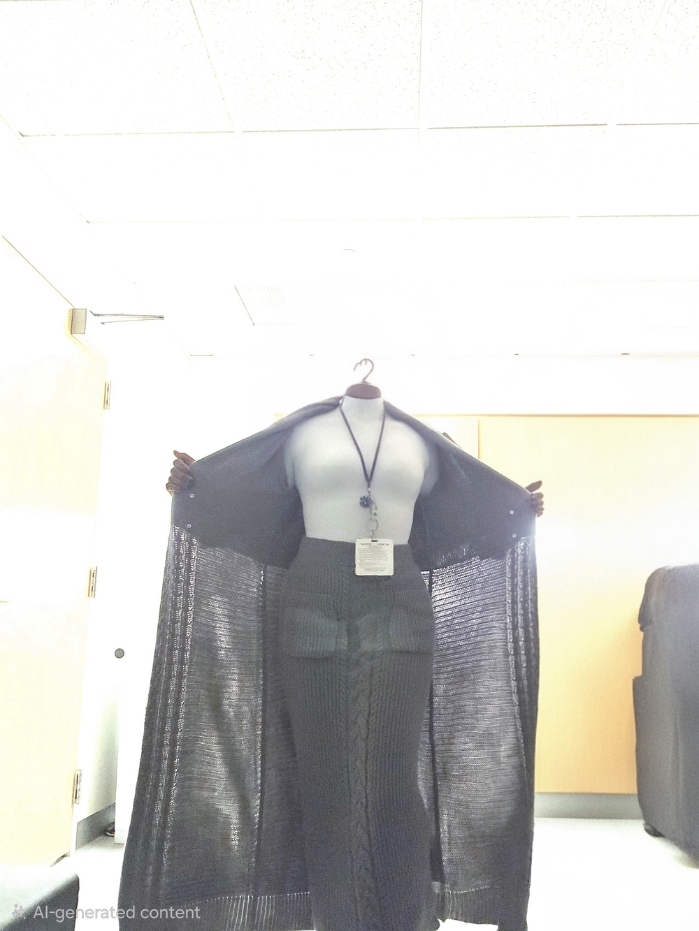 JLUXLABEL Gray Knit Skirt Set with Long Cardigan Size M